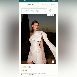 Anthropologie -Shoulder Pearl Embellished Mini Dress